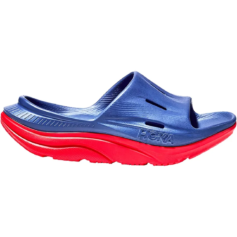 Unisex Hoka Ora Recovery Slide 3 Bellwether Blue/Red EVA