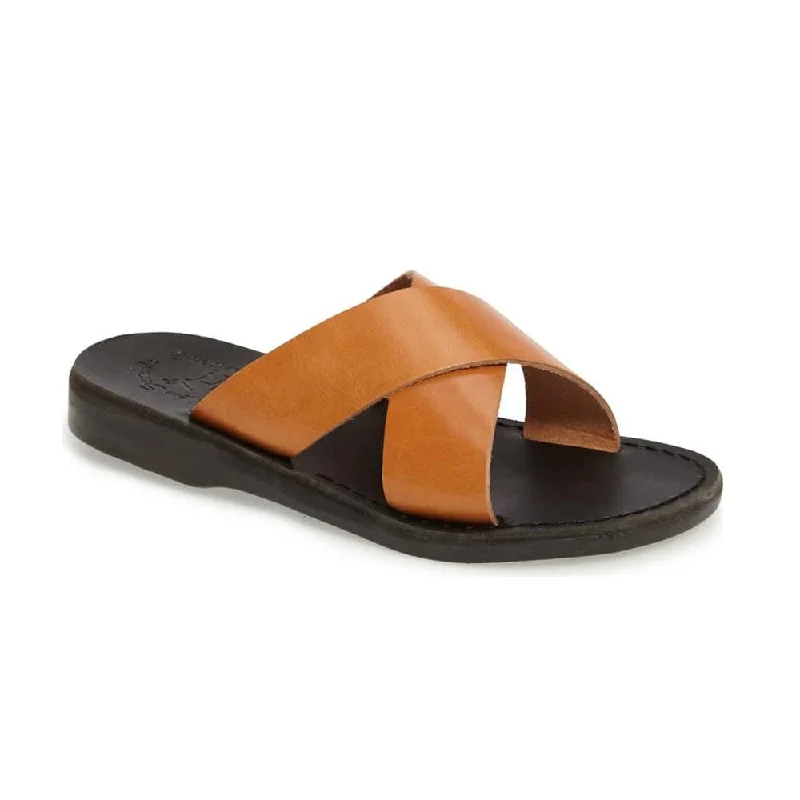 Elan - Leather Slide On Sandal | Black Tan