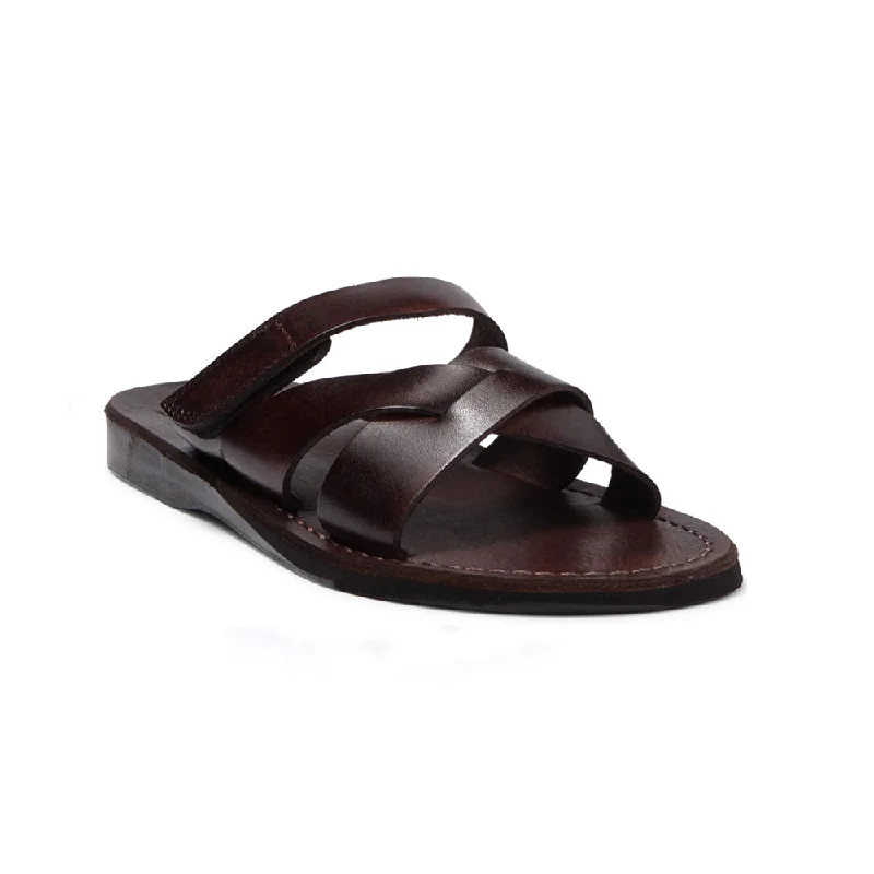 Philip - Leather Woven Strap Sandal | Brown