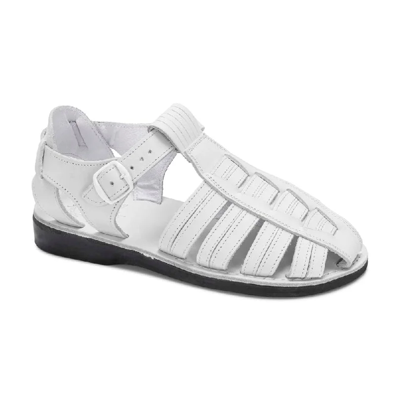 Barak - Leather Closed Toe Sandal | White