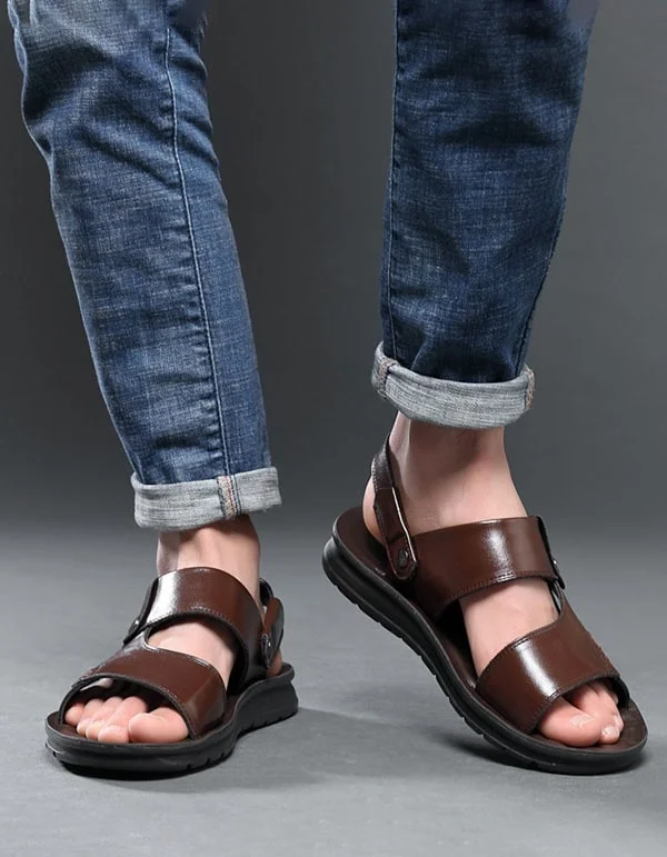 Men's Summer Soft Leather Beach Sandals