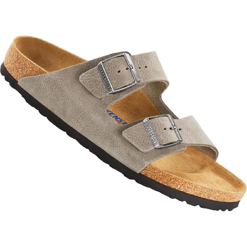 Men's Birkenstock Arizona Soft Footbed Soft Grey Nubuck