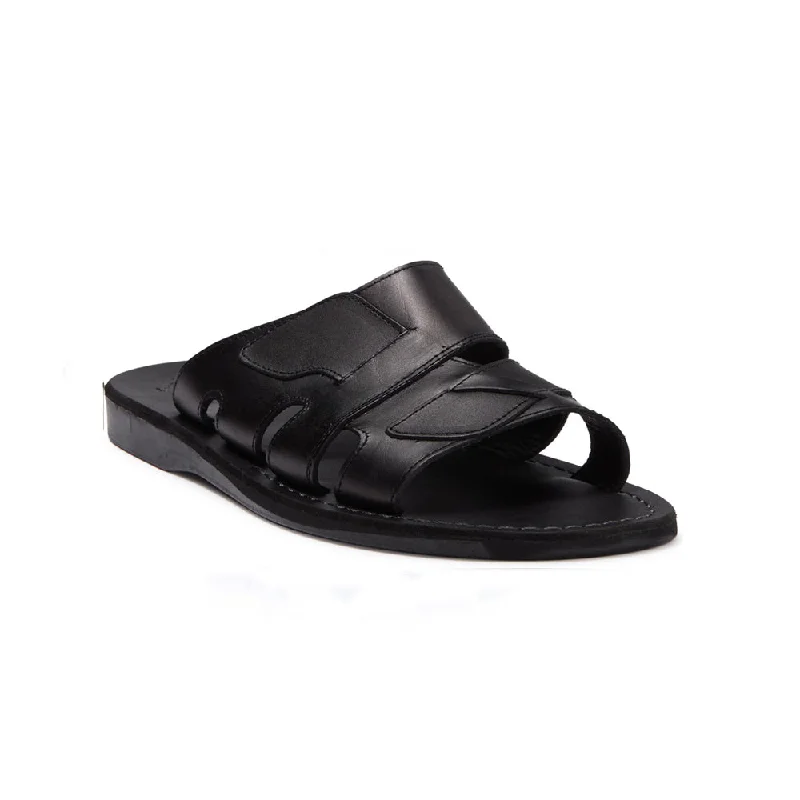 Mateo - Leather Open Toe Slide Sandal | Black