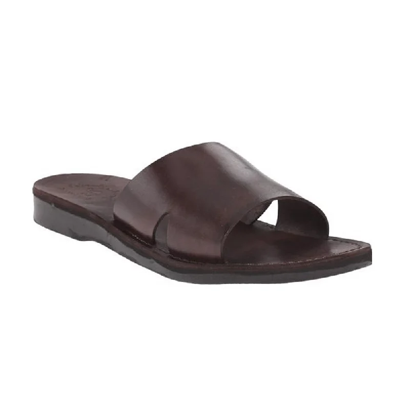 Bashan - Leather Wide Strap Slide Sandal | Brown