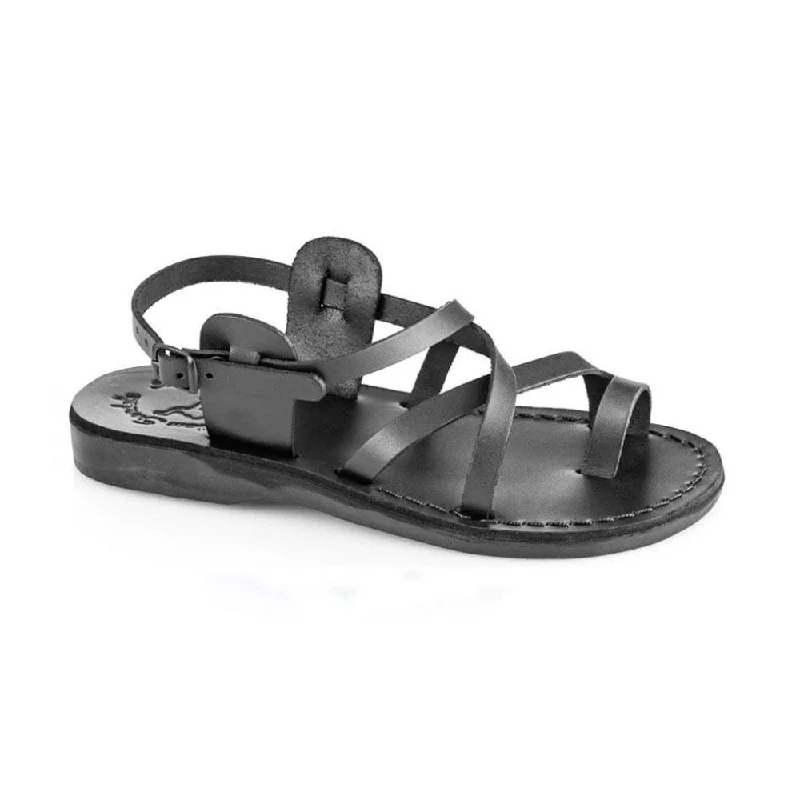 The Good Shepherd Buckle - Leather Toe Loop Sandal | Black