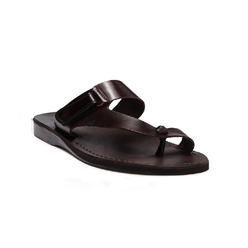 Rafael - Leather Velcro Strap Sandal | Brown