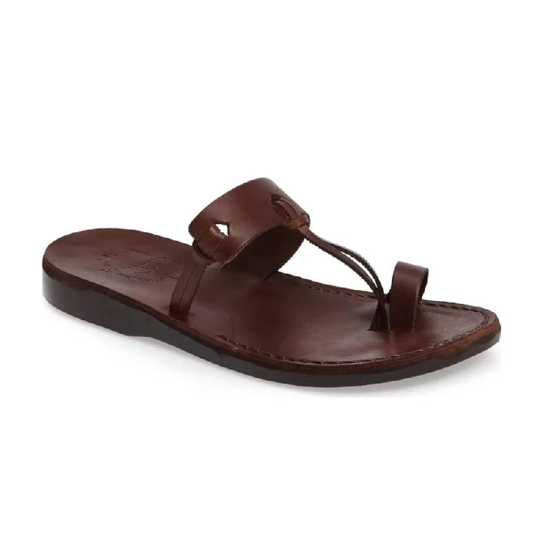 David - Leather Open Toe Sandal | Brown