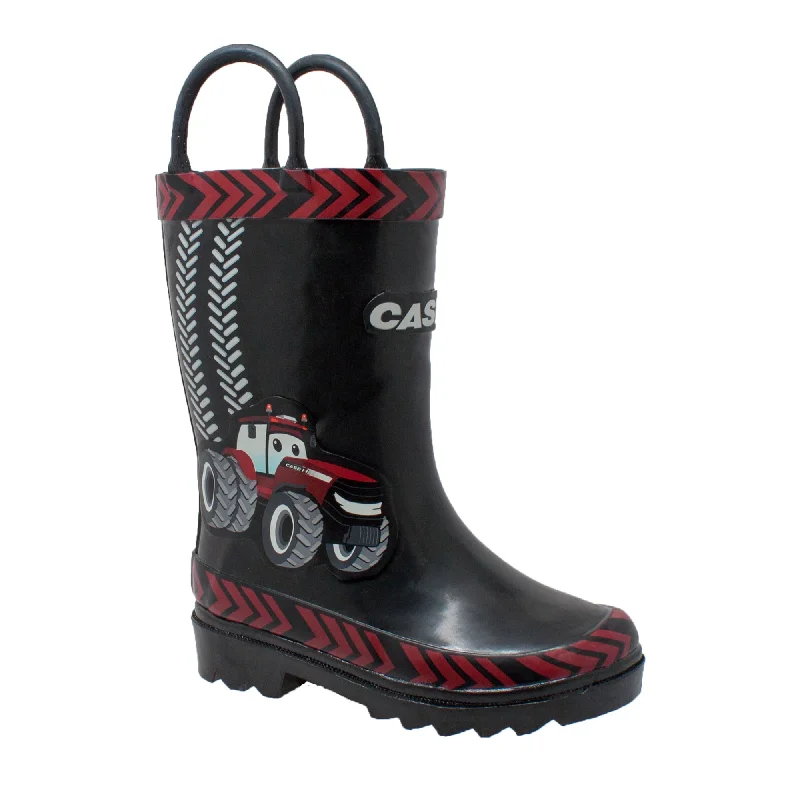 Case IH Kids Boys Black/Red Rubber Work Boots