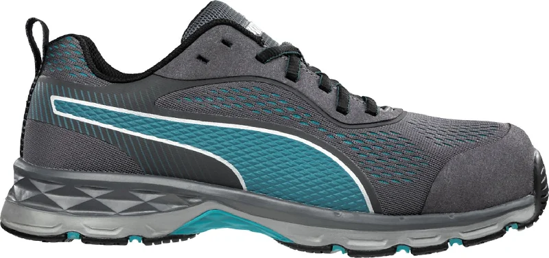 Puma Safety Grey/Aqua Womens Leather Fuse Knit 2.0 CT Oxford Work Shoes