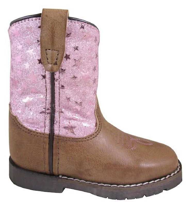 Smoky Mountain Toddler Girls Autry Brown/Pink Leather Cowboy Boots