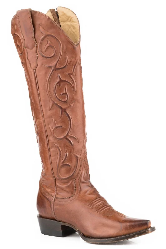 Stetson Womens Brown Leather Blair 18In Cowboy Boots