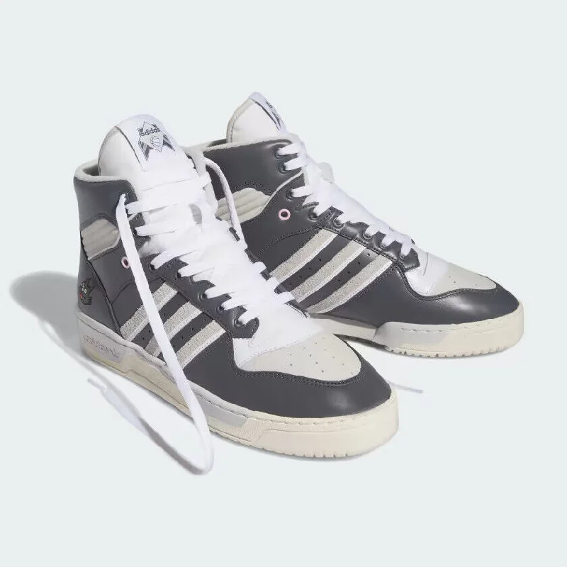 Adidas Rivalry High Scratchy IE7565 Sneakers Mens US 9 Gray White Leather NR8792