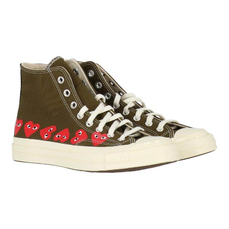 Comme Des Garcons Mens Khaki Chuck Taylor Multi Heart High-Top Sneaker