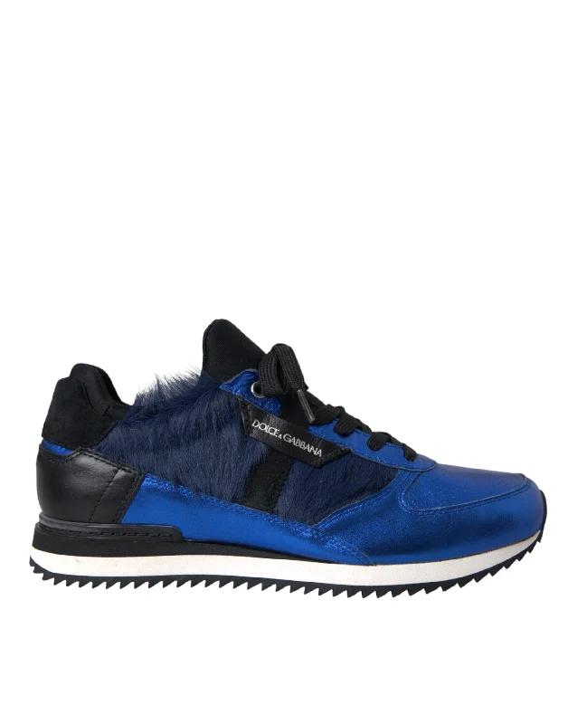 Dolce & Gabbana blue  Calf Hair Leather Sneakers Men's Shoes