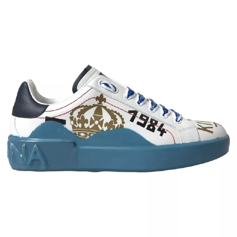 Dolce & Gabbana blue  Printed Portofino Melt Sneakers Men's Shoes