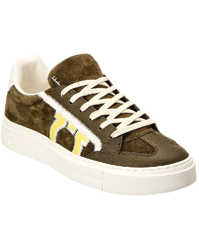 Ferragamo Borg 5 Suede & Leather Sneaker