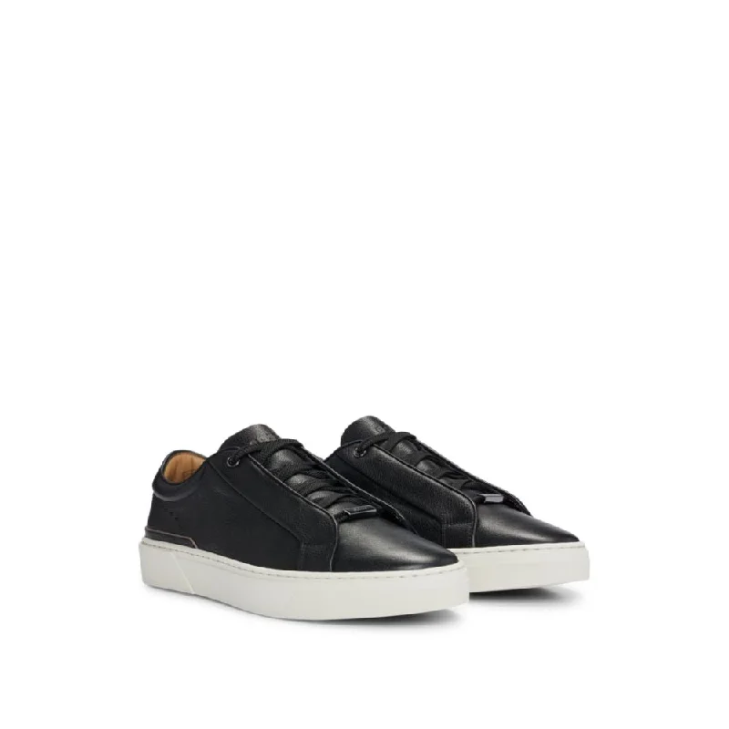 Gary grained-leather trainers with branded metal lace loop