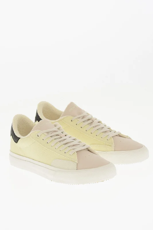 Heron Preston Canvas Low Top Sneakers With Leather Detail