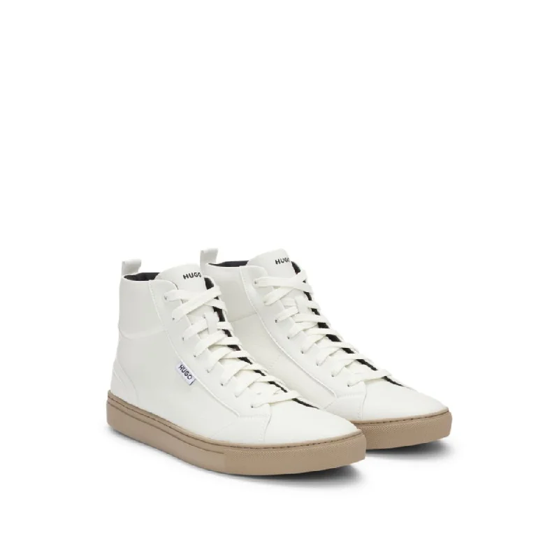 High-top trainers in grained faux leather