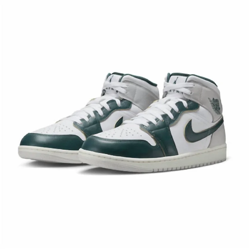 Men Air Jordan 1 Mid Se Basketball Shoe In White/oxidized Green-Sail