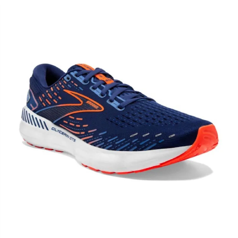 Men Glycerin Gts 20 Running Shoes In Blue Depths/palace Blue/orange