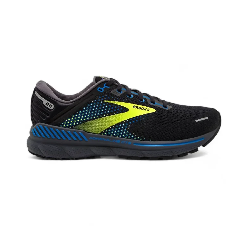 Men's Adrenaline Gts 22 Running Shoes In Black/blue/nightlife