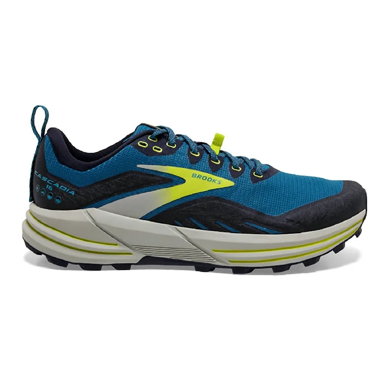 Men's Cascadia 16 Trail Running Shoes - Medium Width In Blue/peacoat/lime