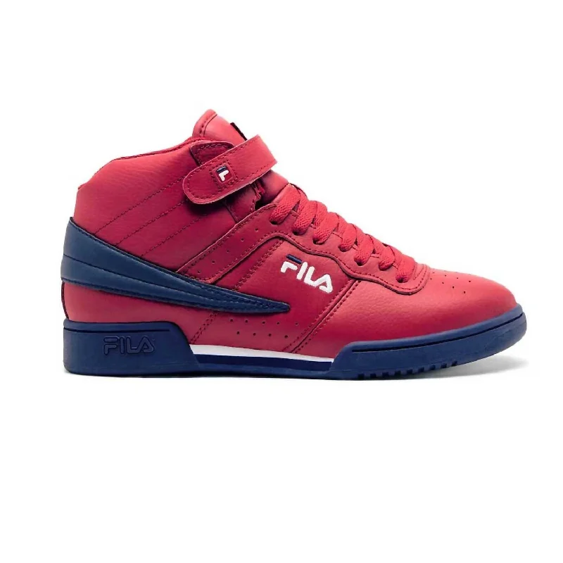 Mens F-13V Leather Synthetic Sneaker In Red/navy/white