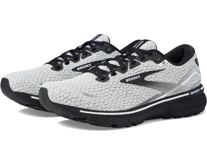 Men's Ghost 15 Running Shoes ( D Width ) In Black White