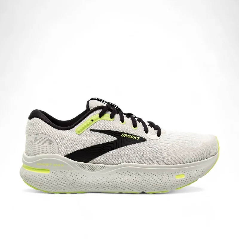 Men's Ghost Max Running Shoes In Grey/black/sharp Green