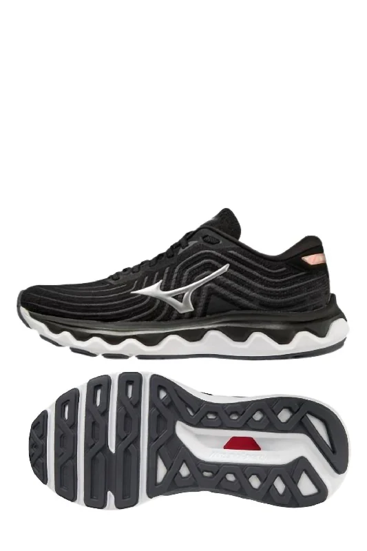 Men's Wave Horizon 6 Running Shoes - D/medium Width In Black/silver