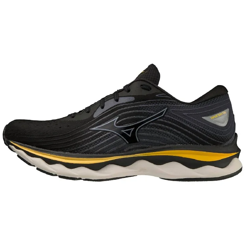 Men's Wave Sky 6 Running Shoes In Black/tradewinds